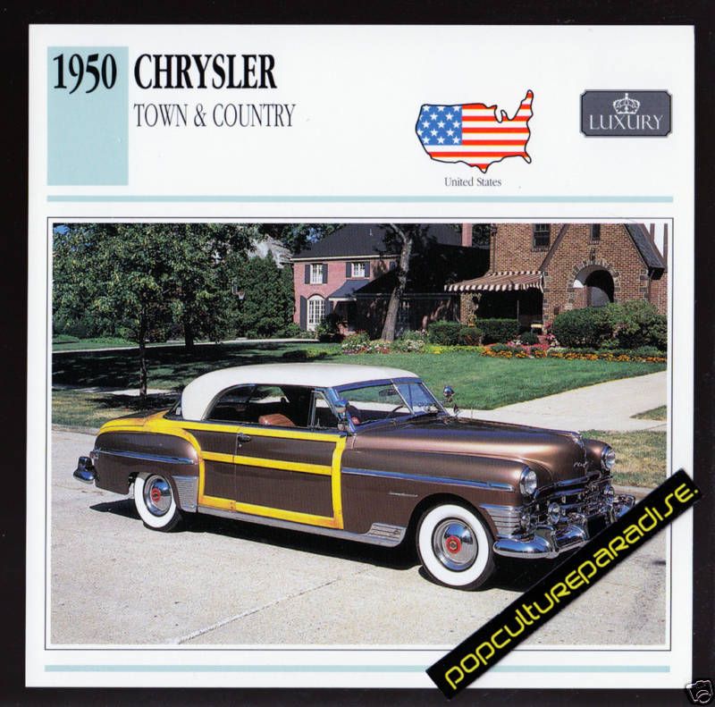 1950 CHRYSLER TOWN & COUNTRY Woody Car PHOTO SPEC CARD  