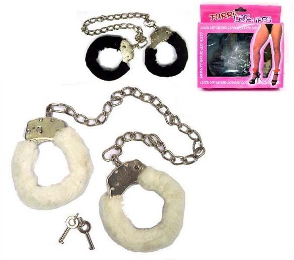 PC FUR LINED LEG CUFFS toy police handcuffs FUN toys  