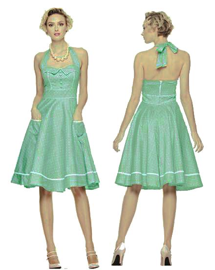 HELL BUNNY 50s OLIVIE DRESS polka MINT GREEN swing rockabilly SIZE 8 