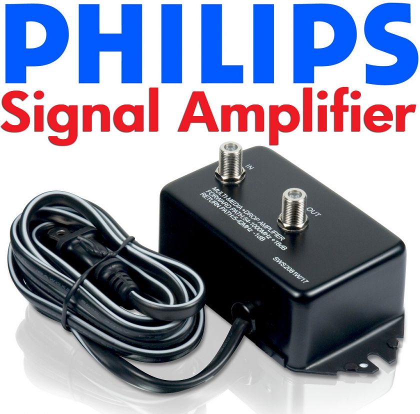 Phillips TV VHF FM Cable Modem Video RF Signal Amplifier Booster 