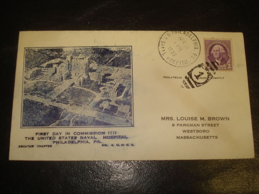   HOSPITAL open 1935 cover PHILADELPHIA PA United States WESTBORO MA