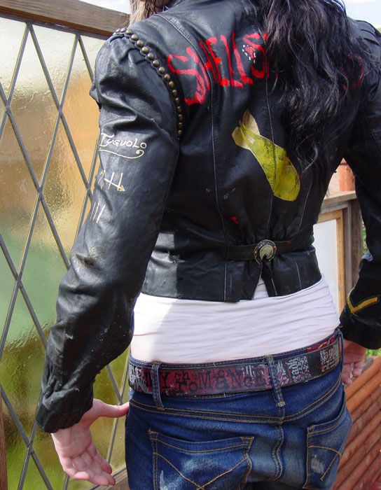 OOAK Vintage Zombie Apocalypse Leather Jacket Size 4 6  