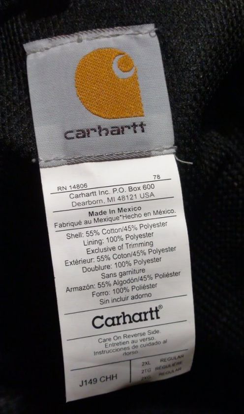   MENS CARHARTT THERMAL LINED HOODED ZIP FRONT SWEATSHIRT J149  