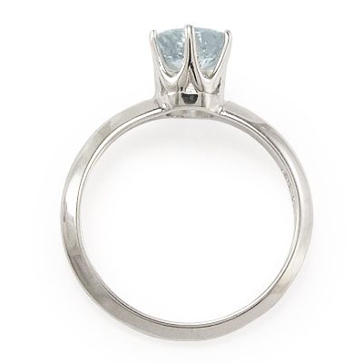 Classic knife edge Aquamarine Engagement Ring in 18k  