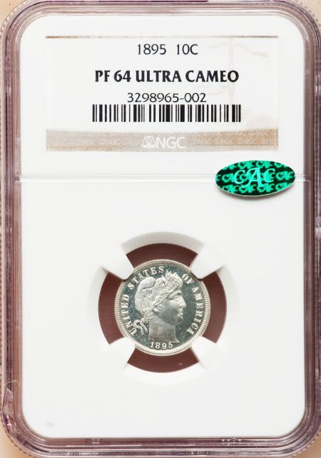 1895 10C PR64 Ultra Cameo NGC. CAC.  