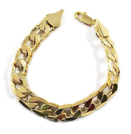 INCH 14K GOLD FINISH CUBAN LINK BRACELET 12MM  