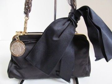   Black Satin Bag/Handbag/Purse/Clutch/Shoulder Bag/Ret. $1,260  