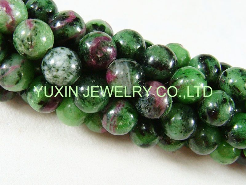 YSS132 Natural ruby zoisite gemstone round beads 16  