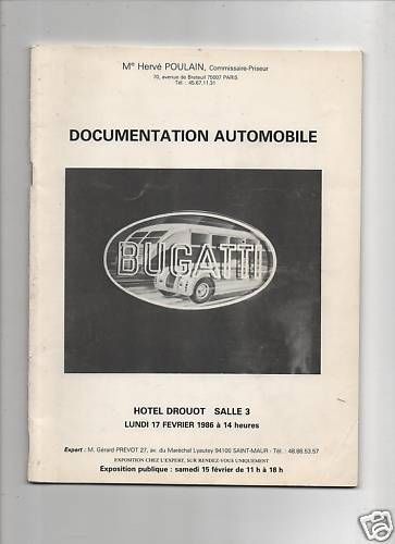 POULAIN AUTO LITERATURE AUCTION CATALOGUE 17/2/86  