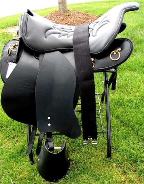 18 Black TROOPER ENDURANCE GAITED ENGLISH WESTERN LEATHER SADDLE 