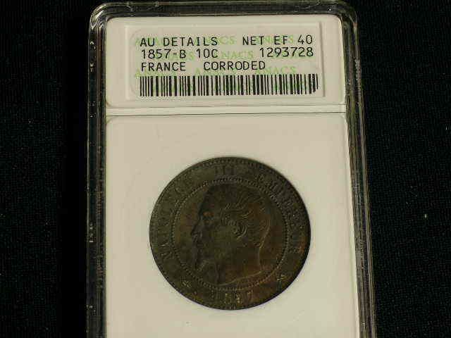 1857 B France 10 Centimes AU Details  