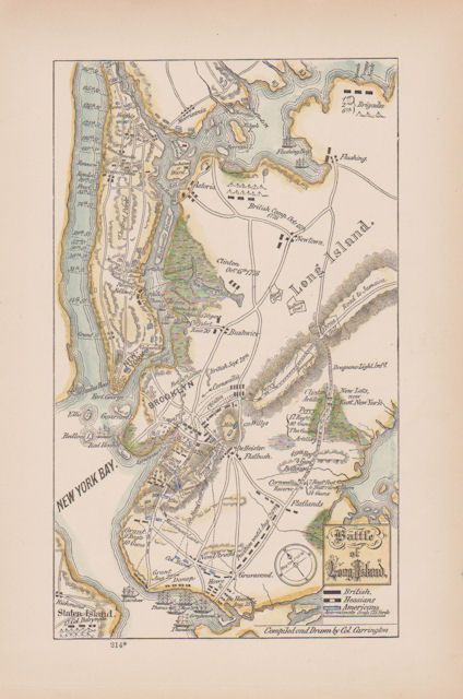 Battle Long Island New York 1776 Rev War Map Pub 1858  