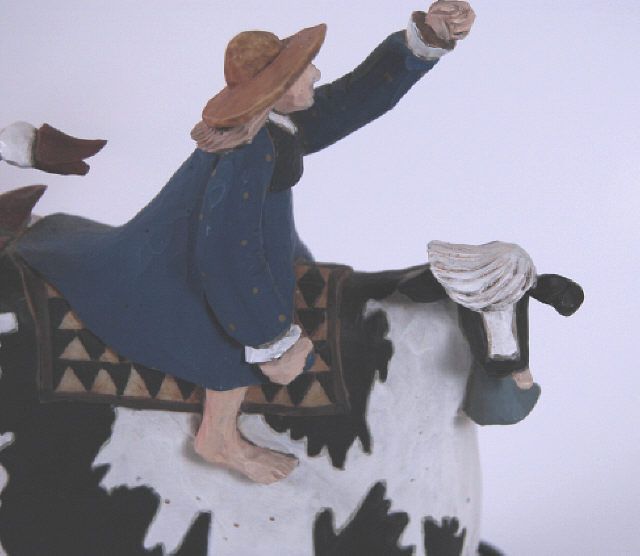 WILLIRAYE 1997 Girl on Cow Goose Wagon Door Stop 1426  