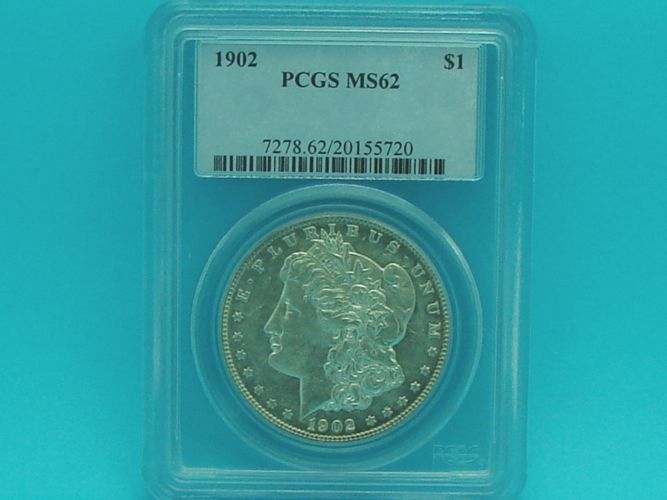 PCGS Certified 1902 P Morgan Silver Dollar $1 Coin MS62  