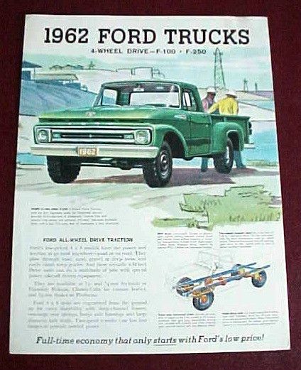 1962 FORD F 100 F 250 4X4 PICKUP TRUCK BROCHURE VERY GOOD ORIGINAL 