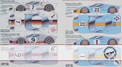 1969 CONVERSION DECAL DAYTONA WATKINS GLEN for FUJIMI 1/24 FORD GT40 