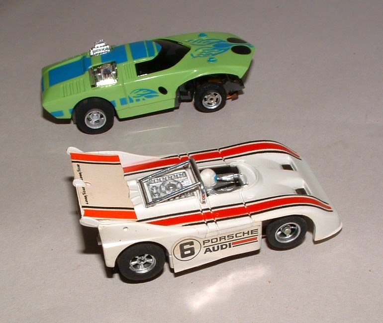 1970s AURORA AFX SLOT CARS PORSCHE & OTHER CAR IN VERY NICE CONDITION 