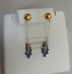 Gurhan Briolette Blue Sapphire Dew 24k yellow gold earrings  