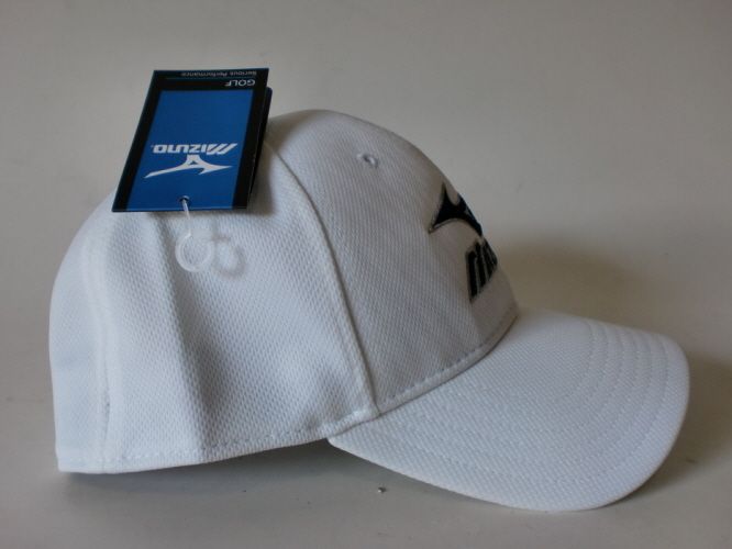 New 2012 Mizuno Golf Tour Fitted One Size Hat Cap White / Black / Navy 