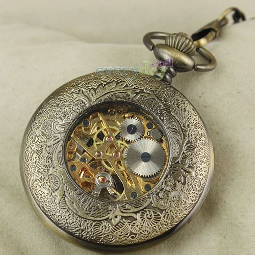   Tone Mechanical Pocket Watch Painting Image Chain Gift Xma  