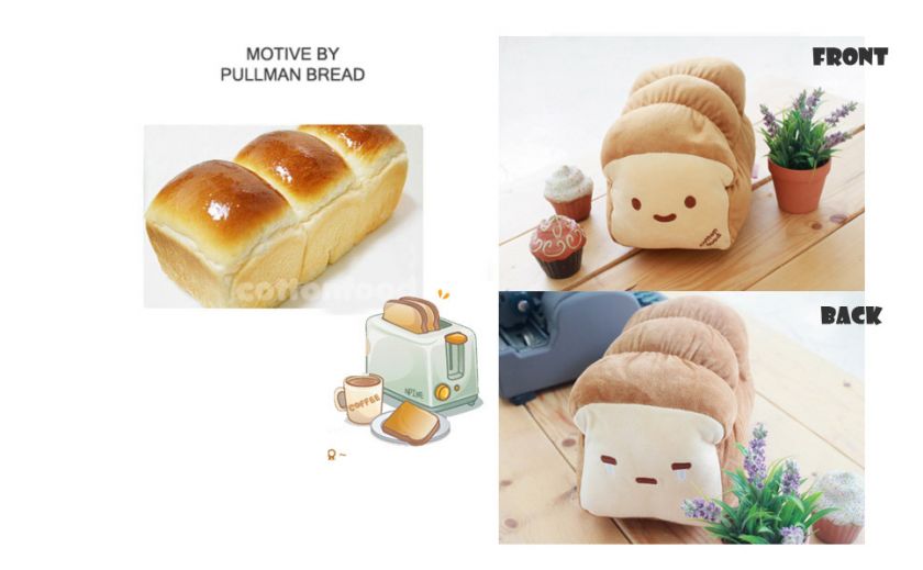 Small ver. Dual Face BREAD Plush CUSHION PILLOW 10  