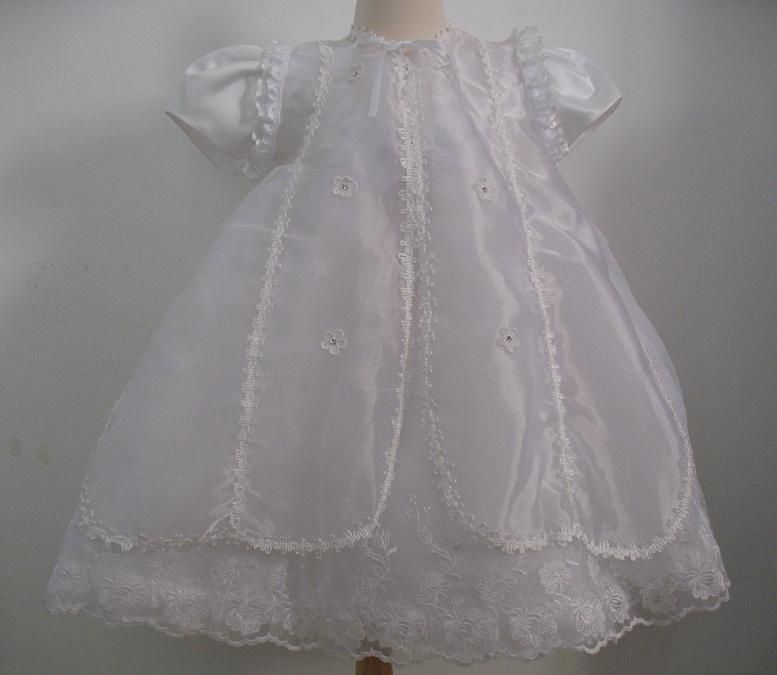 GIRLS CHRISTENING GOWN 3 PIECE SET baptism pageant  