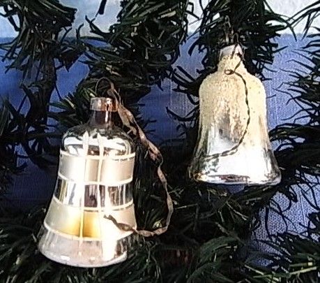 LOT BELL GLASS CHRISTMAS ORNAMENT ANTIQUE GERMAN BE8  