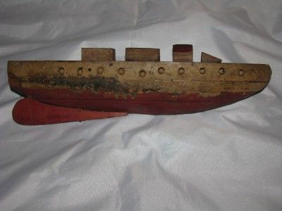 CIVIL WAR ERA ? 1800s ANTIQUE TOY BOAT SHIP TRENCH ART PRIMITIVE 