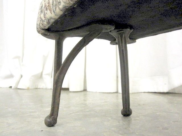 Antique Victorian Style Foot Stool w New Upholstery and Iron Legs Very 