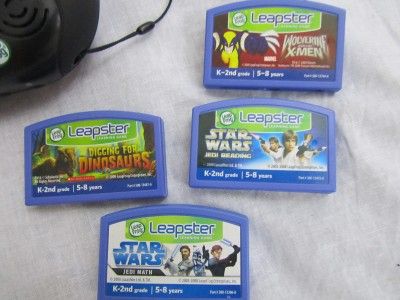 Leap Frog Leapster 2 Star Wars Black & Games Lot Dinosaurs Wolvering 
