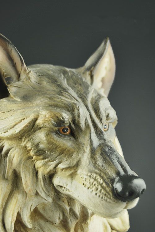 Large Resin WOLF Head Bust Statue 11High  