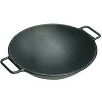 NEW LODGE P14W3 14 COOK WOK PAN WITH HANDY LOOP HANDLES PRESEASONED 