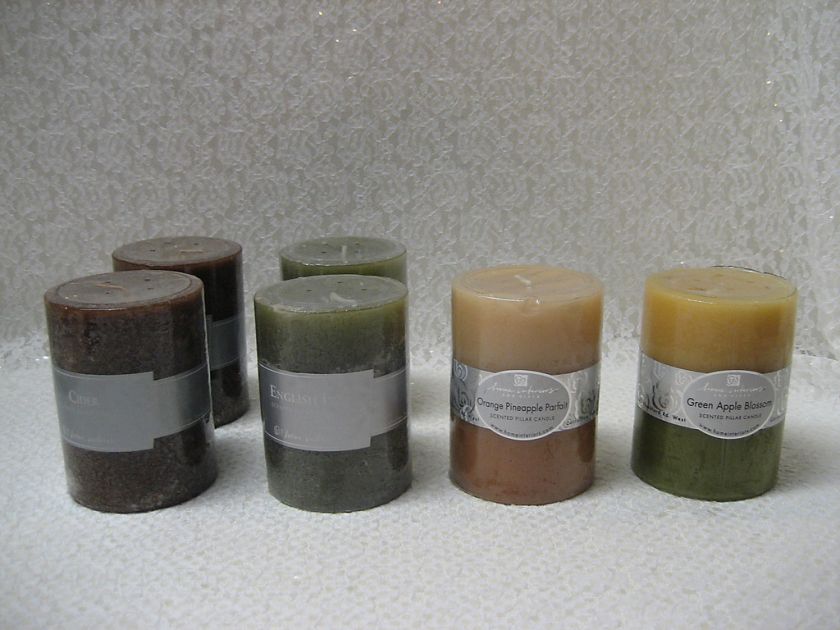 HOMCO 3x4 Candle Pillar Ivy / Cider / Rose / Green Apple / Orange 