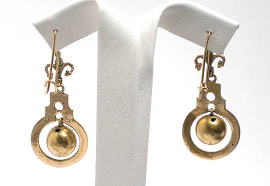 INTRICATE VINTAGE 14k GOLD DANGLING SPHERE EARRINGS  