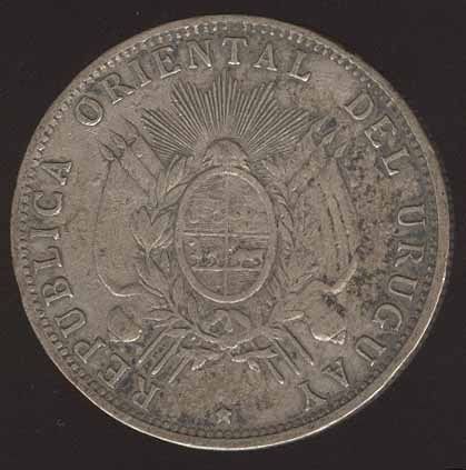 URUGUAY SILVER COIN 50 CENTS 1894  