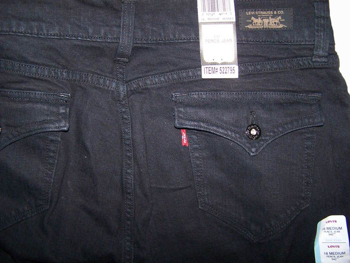 Levis 542 Womens Pencil Low Rise Pants Black Pressed *  