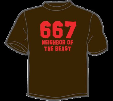 667 NEIGHBOR OF THE BEAST T Shirt WOMENS funny vtg 666  