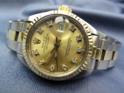   Datejust SS &14kt Gold Oyster Band Diamond Dial Ref 6916 #87  