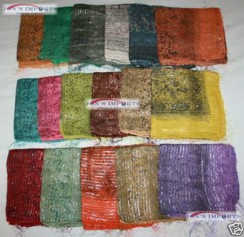Lot of 5 Tichel Head Scarf with Fringes silver thread  