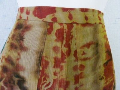 ANNE KLEIN NY 100% Silk Artsy Earthy Fall Tie Dye Gored Flirty Skirt 