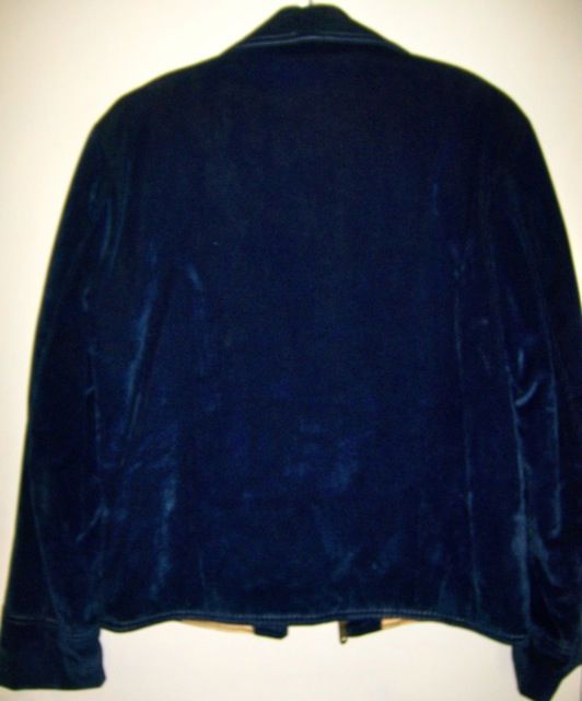 Hep Vintage 70s Blue Velveteen Cropped Coat Jacket M L  