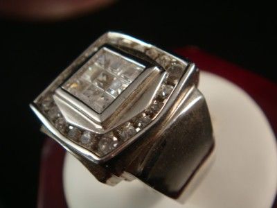 Mens New 14k White Gold EP White Cz Iced Out Ring S10  