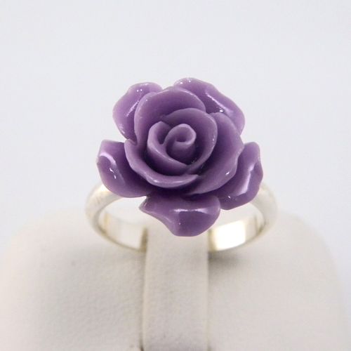 85g Violet Rose Flower 925 Sterling Silver Fashion Ring Sz7