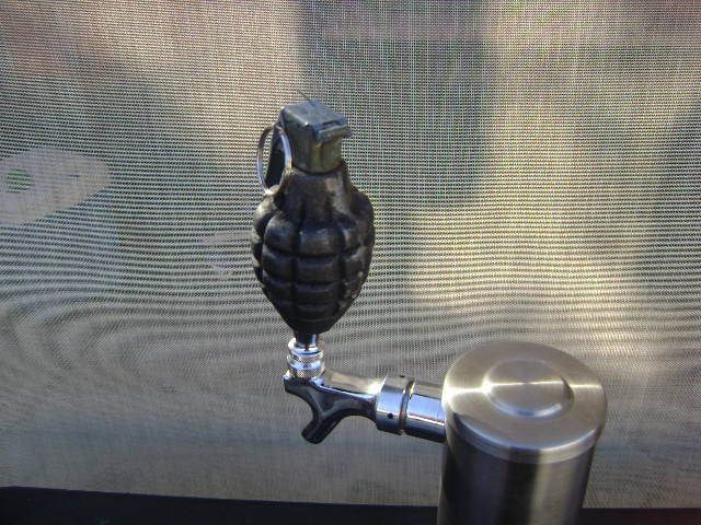   HAND GRENADE SHAPED BEER KEG TAP HANDLE KEGERATOR INSERT 3/8X16  