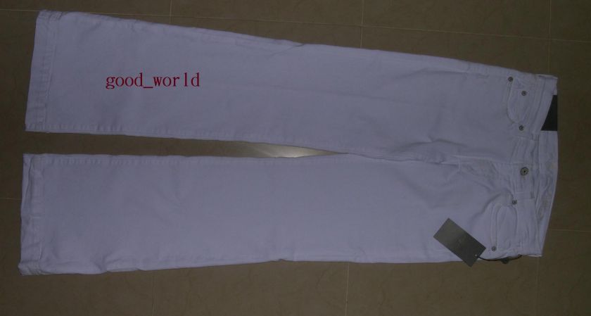 NWT SEVEN FOR ALL 7 MANKIND SLIM WIDE TROUSER WHITE JEANS 27  