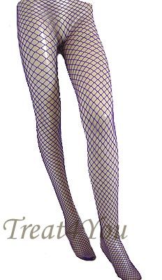 Brand New Purple Sexy Lycra Diamond Fishnet Queen Size Stockings 