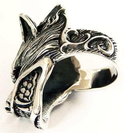 WEREWOLF GRINNING WOLF 925 STERLING SILVER RING Sz 8  