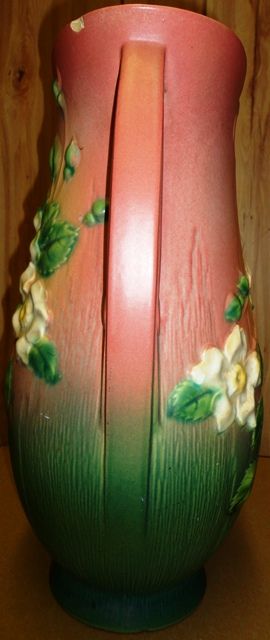 Roseville U.S.A Pottery White Rose Pink Vase 992 15  