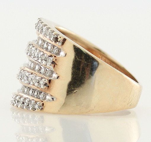 14k Gold .50ct Diamond Wide Band Cocktail Ring Size 5.5  