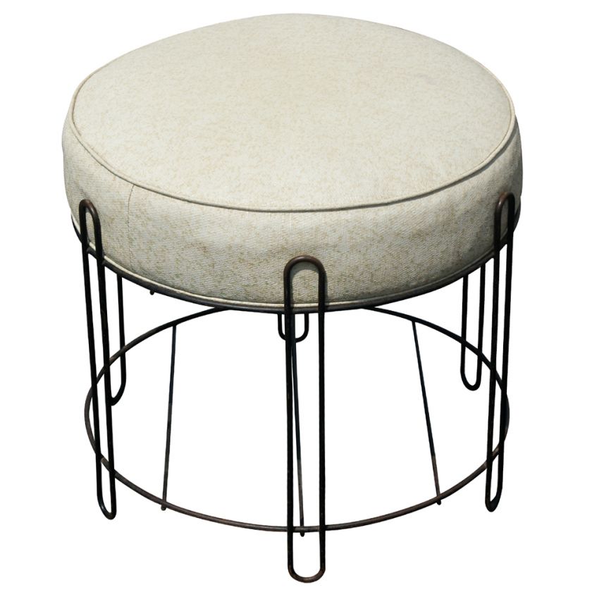 1950s Puff Iron Frame Stool Ottoman  